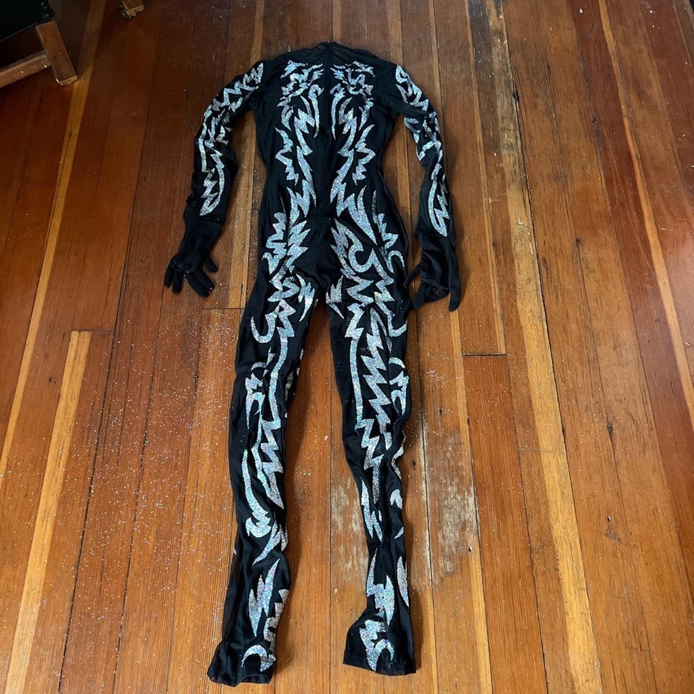 NWT Club Exx GLITTER SUPERSTAR MESH CATSUIT